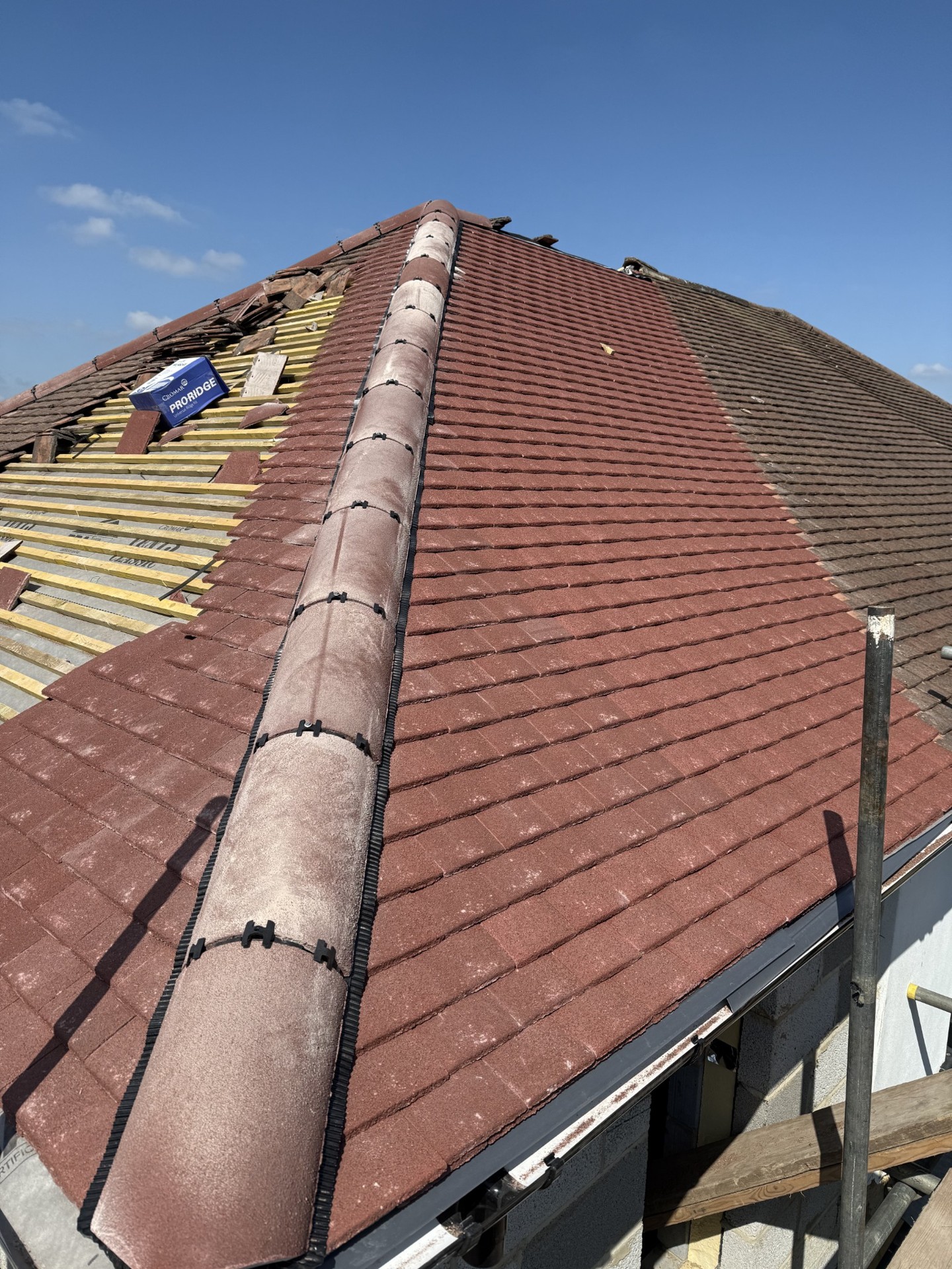 Roof tiling and ridge work nearing completion